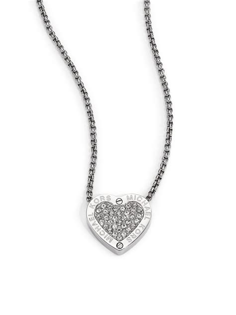 michael kors necklaces silver|michael kors heart necklace.